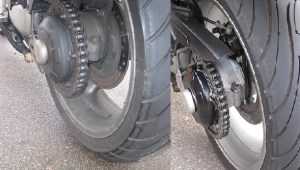 Wheels before and after - yes they really are silver and not black! clean wheels for Silvano my Triumph sprint 955i